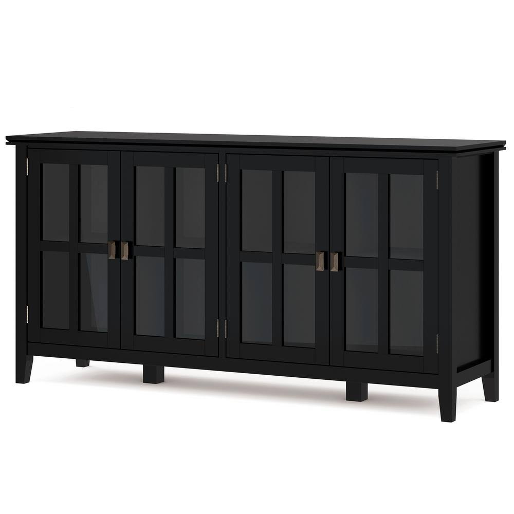 Black Solid Wood 66'' Traditional Sideboard with Adjustable Shelving