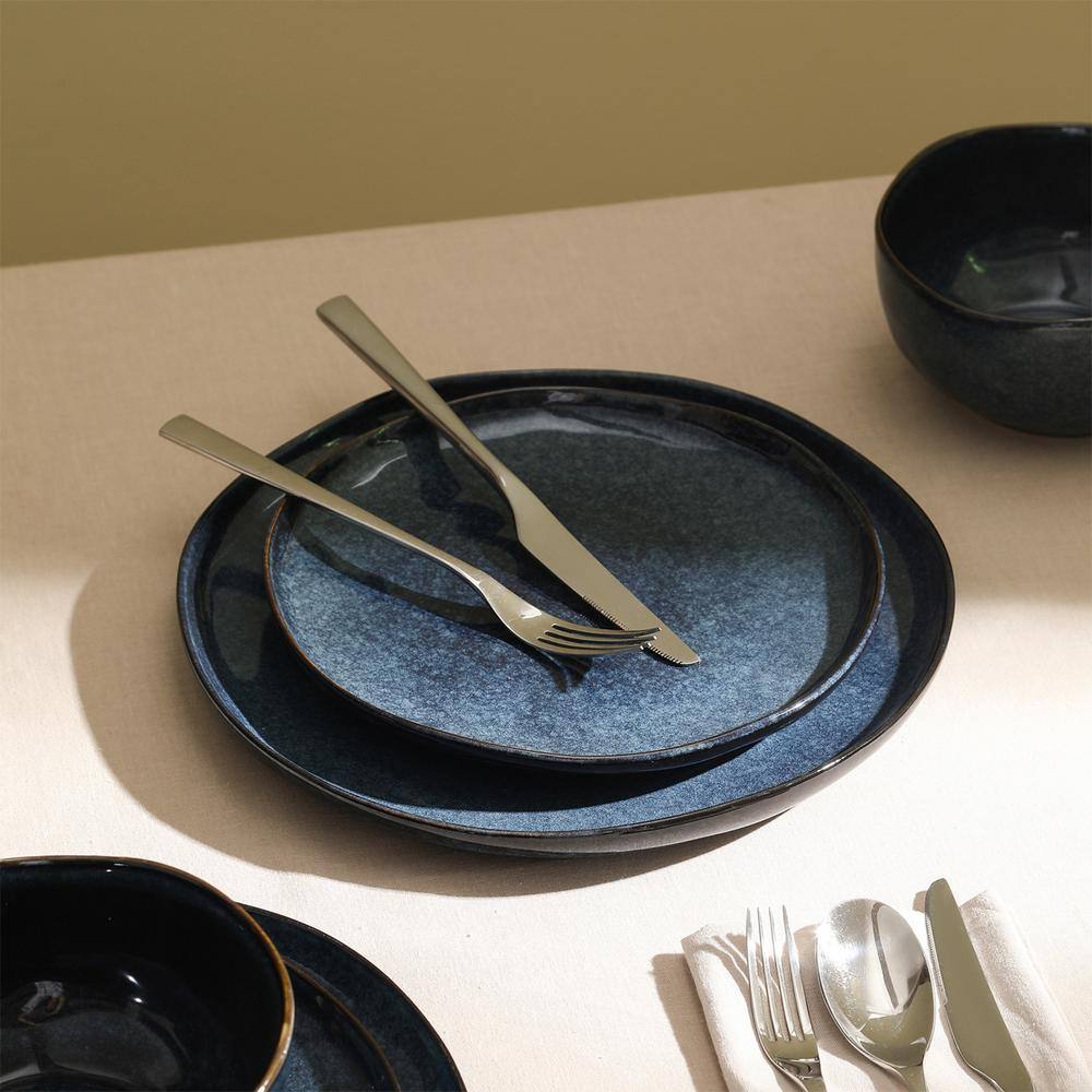 Mirella Blue Ceramic 12-Piece Dinnerware Set for 4