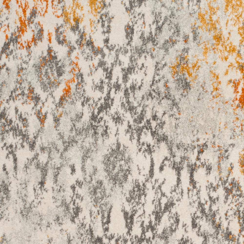 Madison Cream and Orange Damask Square Area Rug