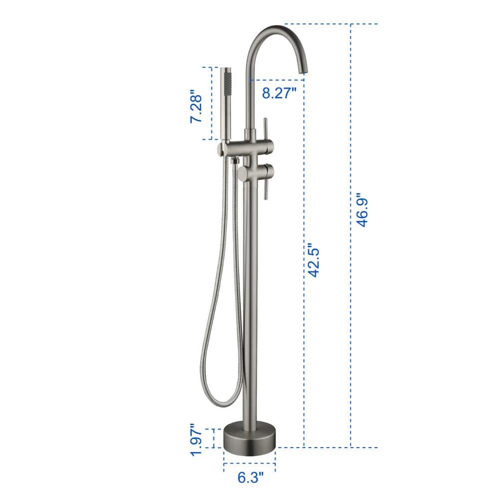 Brushed Nickel Freestanding Tub Filler with Hand Shower