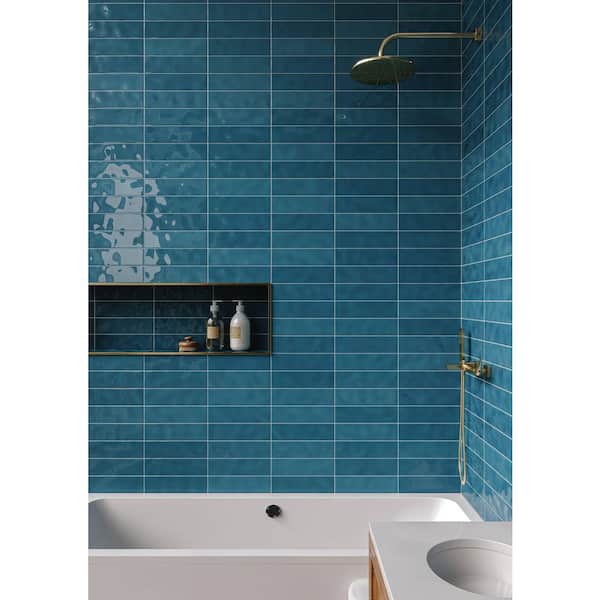Prisma Cosmic Blue 3 in. x 10 in. Glossy Ceramic Subway Wall Tile (5.60 sq. ft./case)