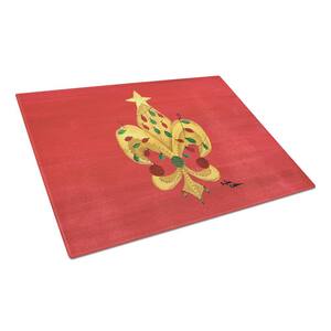Christmas Fleur-de-lis Tree with lights Tempered Glass Large Cutting Board