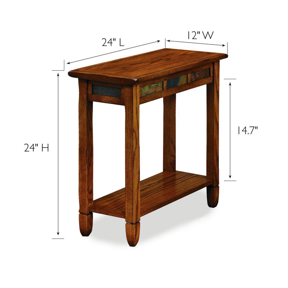Rustic Oak and Slate Rectangular End Table