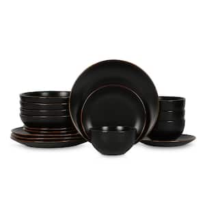 Stone Lain Brasa 16-Piece Dinnerware Set Stoneware, Service For 4, Black