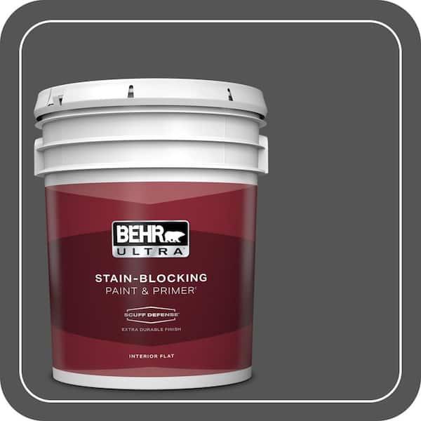 BEHR ULTRA 5 gal. #PPU25-01 Carbon Copy Extra Durable Flat Interior Paint & Primer