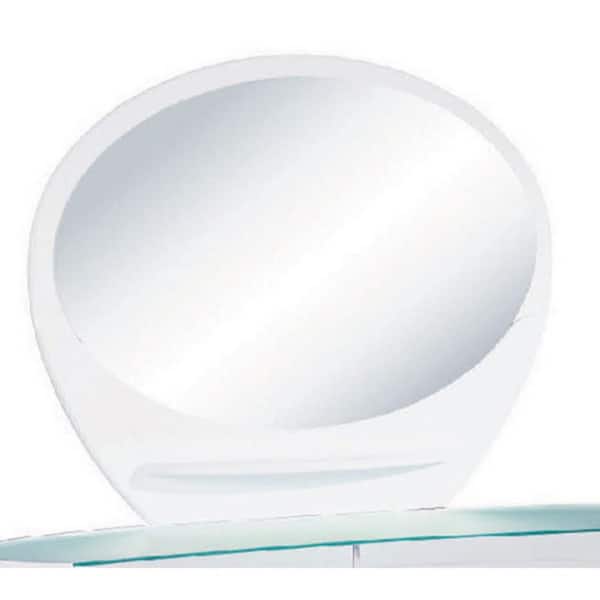HomeRoots Charlie 39 in. x 47 in. Classic Oval Framed White Vanity Mirror