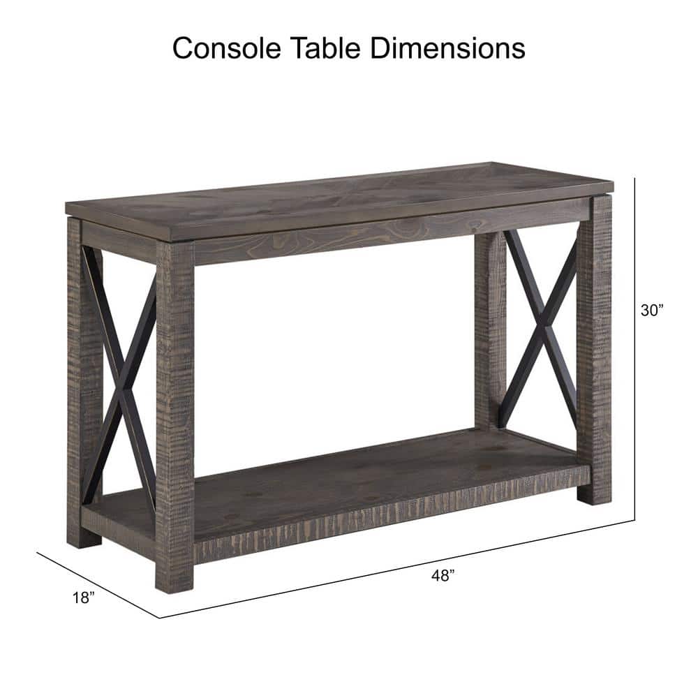 Dexter 48" Brown Wood and Metal Sofa Table with Storage