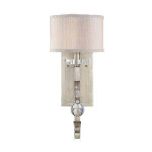 Rosendal 7.25 in. W x 17.13 in. H 1-Light Silver Sparkle Wall Sconce with Fabric Drum Shade