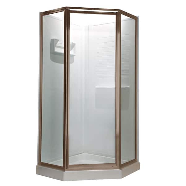 American Standard Prestige 24.25 in. x 68.5 in. Framed Neo-Angle Hinged Shower Door in Brushed Nickel with Clear Glass