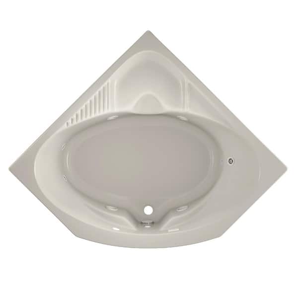 JACUZZI CAPELLA 55 in. x 55 in. Neo Angle Whirlpool Bathtub with Center Drain in Oyster