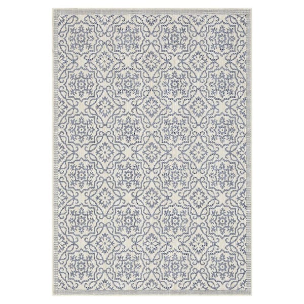 Eliza Blue 4 ft. x 6 ft. Indoor/Outdoor Area Rug