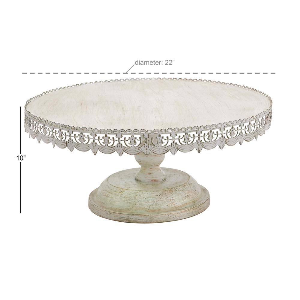 White Lace Inspired Ceramic Pedestal Cake Stand, 22"