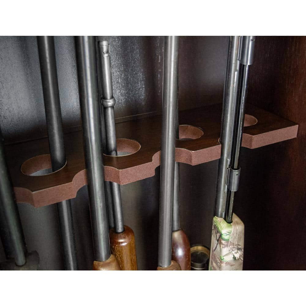 Dark Brown Solid Wood 8-Gun Display Cabinet with Locking Glass Door