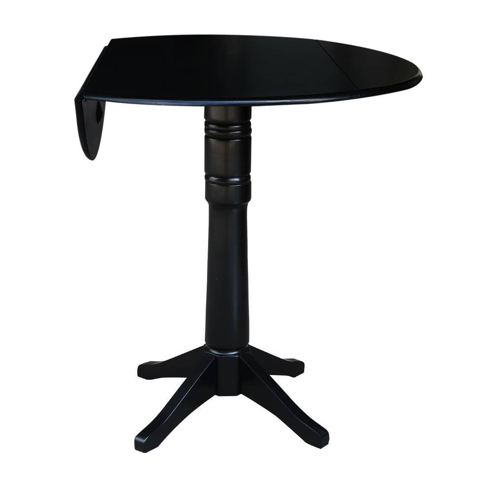 Black Round Extendable Wood Bar Height Pedestal Table