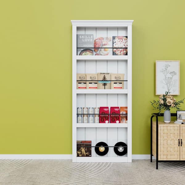 36 in. x 84 in. Decorative Cover White Primed Composite MDF Shelves Sliding Barn Door with Hardware Kit and Soft Close