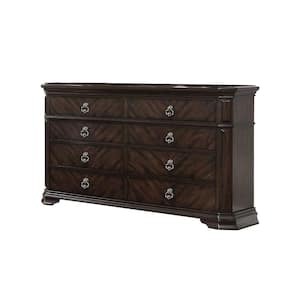 18 in. Brown 8-Drawer Wooden Dresser Without Mirror