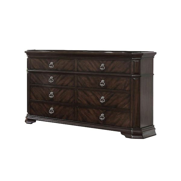 Benjara 18 in. Brown 8-Drawer Wooden Dresser Without Mirror