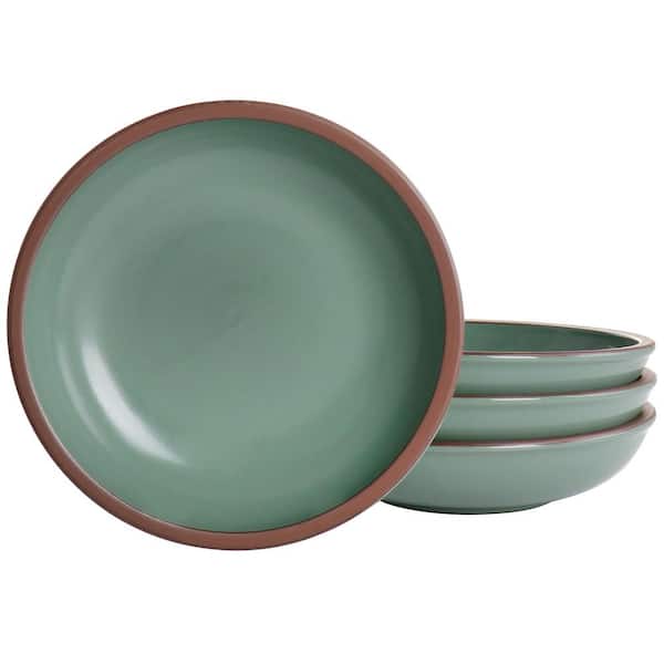 GIBSON ELITE Dumont 30 fl. oz. Green Terracotta 9 in. Dinner Bowl (Set of 4)