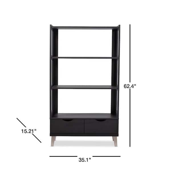 Baxton Studio 62.4 in. Dark Brown Wood 4 shelf Etagere Bookcase