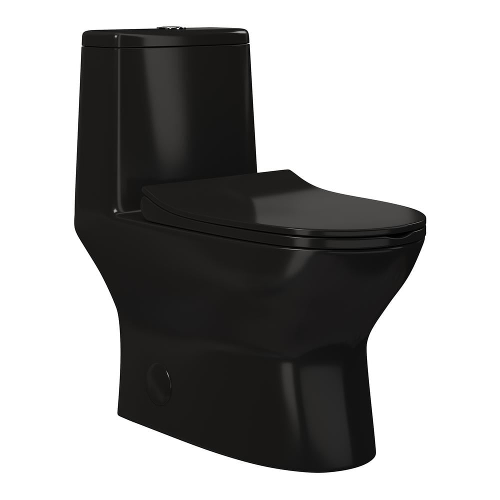 Swiss Madison Ivy 1-Piece Toilet Dual Vortex Flush in Glossy Black 1.1 ...