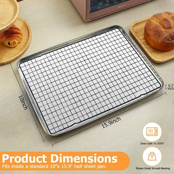 10 in. x 15.9 in. Stainless Steel Cooling Rack with Oven Safe for Cooking, Baking, Grilling, Roasting and Drying(5-Pack)
