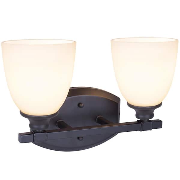 Aspen Creative Corporation 2-Light Oil Rubbed Bronze Vanity Light with Frosted Glass Shade