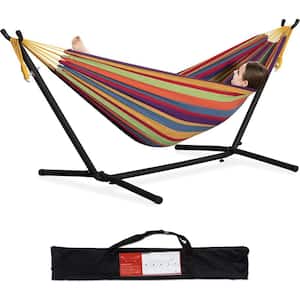9 ft. Quilted Reversible Hammock, Capacity 2 People Standing Hammocks and Portable Carrying Bag ( Tropical )