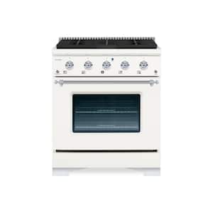 CLASSICO 30 in. 4 Burner Freestanding Single Oven Gas Range with Gas Stove and Gas Oven in White