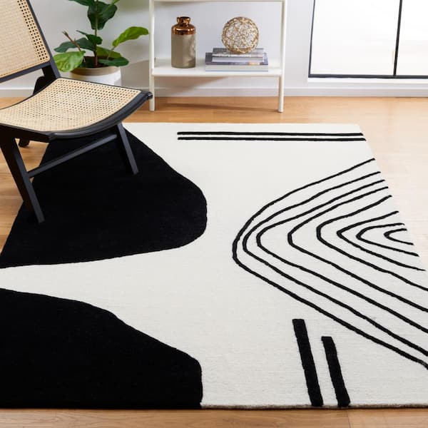 Rodeo Drive Ivory/Black 8 ft. x 10 ft. Abstract Area Rug