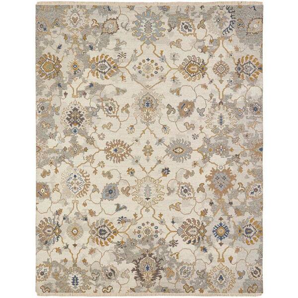 KALATY Soumak 2 ft. x 3 ft. Devon Cream Abstract Washable Area Rug SU ...