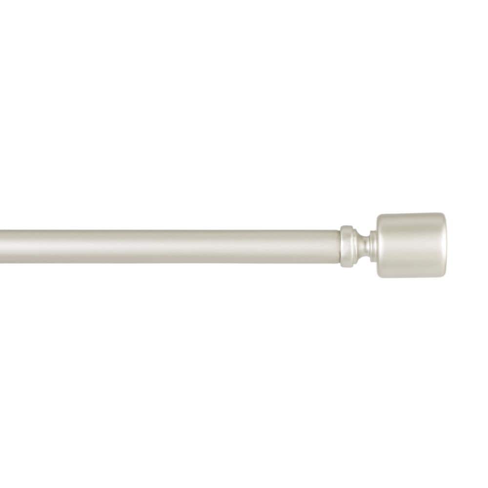 Matte Nickel Adjustable Iron Curtain Rod with Cylinder Finials, 36"-72"