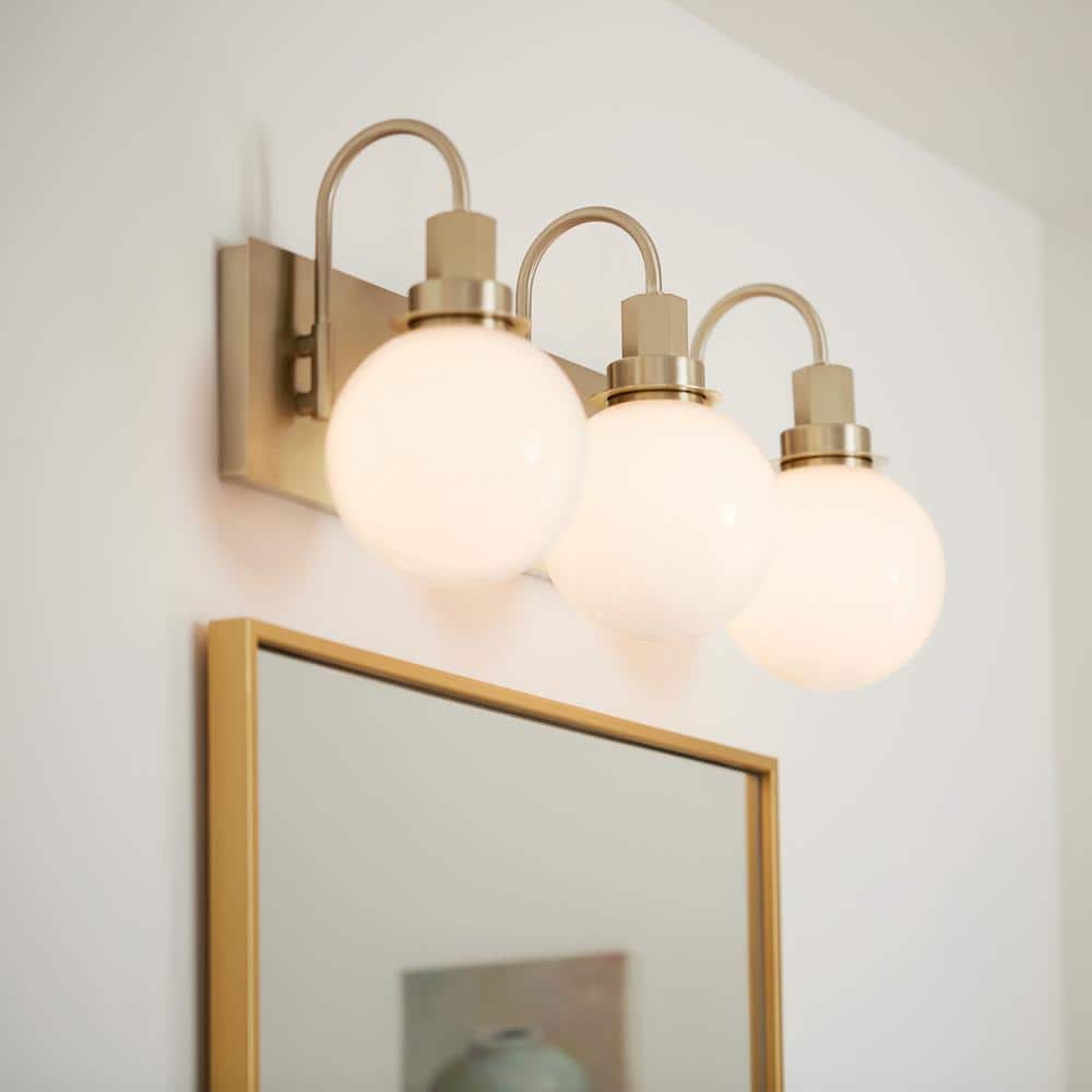 Hex 22.75 in. 3-Light Champagne Modern Bathroom Vanity Light with Opal Glass Shades price history on PriceWatchPro