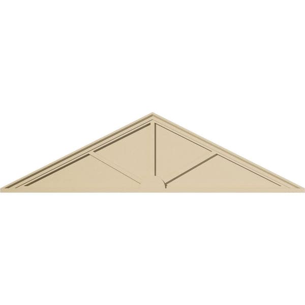 74 in. W x 19-1/2 in. H x 2 in. P (Pitch 6/12) Peaked Cap 3 Spoke Signature Urethane Pediment, Primed Tan