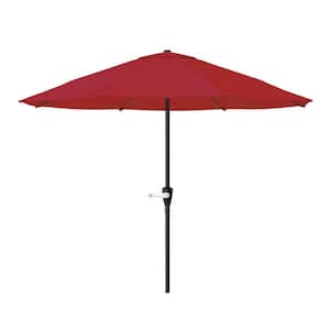 9 ft. Aluminum Patio Umbrella with Auto Crank in Red