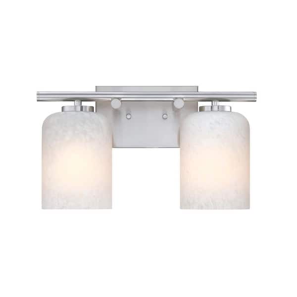Bluestone Ridge 16 in. 2-Light Brushed Nickel Wall Vanity Light for Bathrooms