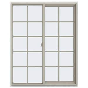 47.5 in. x 59.5 in. V-2500 Series Desert Sand Vinyl Right-Handed Sliding Window with Colonial Grids/Grilles