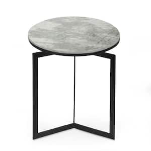 Worden Natural White and Black Marble Top Side Table