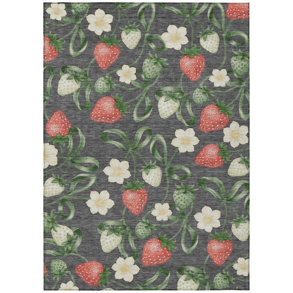 Chantille Machine Washable Indoor/Outdoor Abstract ACN2864 Graphite 8 ft. x 10 ft. Area Rug