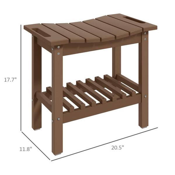 Brown HDPE Outdoor Side Table, 21 in. Rectangle Patio Table, 2