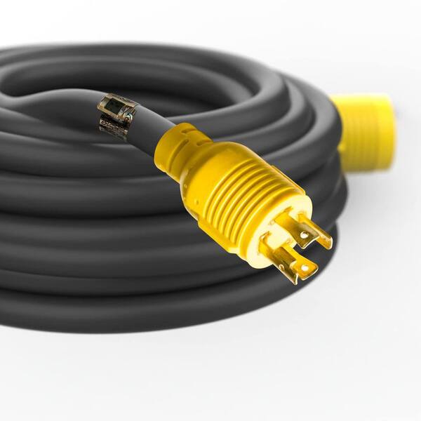 TOOLIOM 30 Amp Generator Cord – 25FT Heavy Duty Extension With LED Light & Locking Plugs
