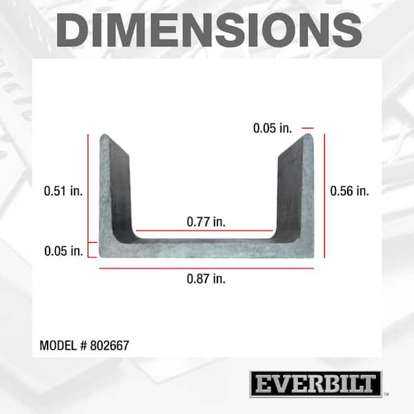 Everbilt 1 16 In T X 3 4 In W X 3 4 In H X 96 In L Aluminum C Channel The Home Depot