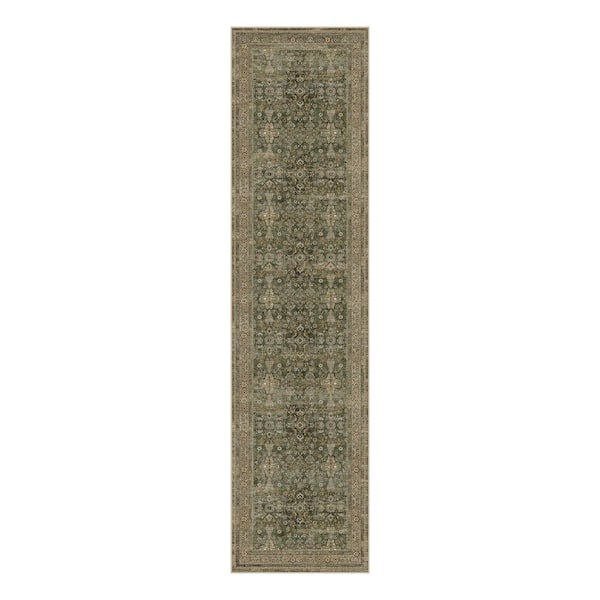 Star Greeen 2 ft. x 8 ft.  Distressed Vintage Floral Runner Rug