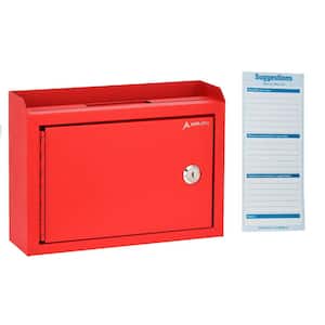 Medium Size Red Steel Multi-Purpose Suggestion Drop Box Mailbox with Suggestion Cards