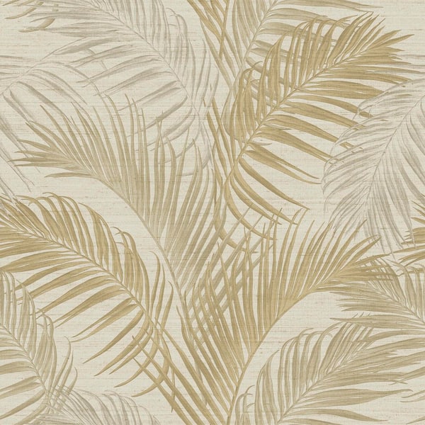 Synergy Collection Gold Lush Palm Leaf Sheen Finish Vinyl On Non-Woven Non-Pasted Wallpaper Sample