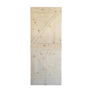 K Style 38 in. x 84 in. Unfinished Solid Wood Sliding Barn Door Slab - Hardware Kit Not Included