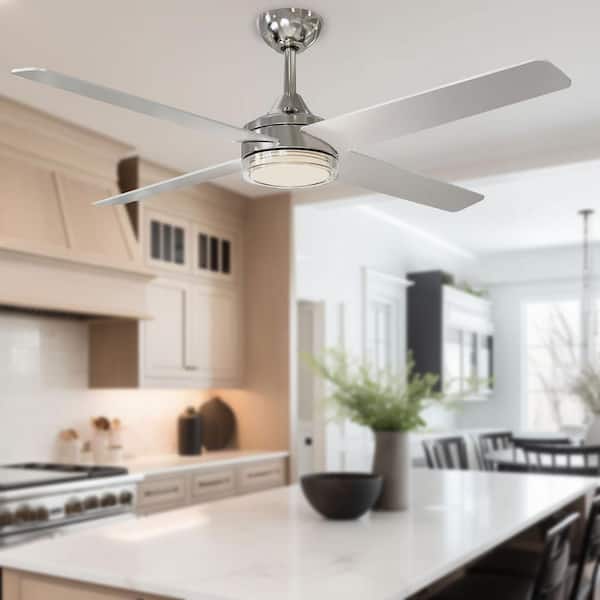 Mercer II 52 in. Indoor Brushed Nickel Standard Ceiling Fan with CCT LED Included with Remote Control Included