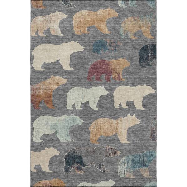 Mayfield Premium Machine Washable Abstract AMF2338 Gray 10 ft. x 14 ft. Area Rug