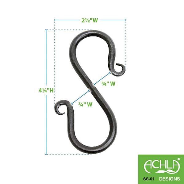 ACHLA DESIGNS 3 in. Tall Black Powder Coat Metal Multi-Use J-Hook Brackets  (Set of 3) TSH-15-3 - The Home Depot