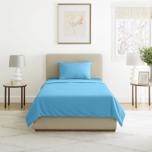 Lavish Home 3-Piece Blue Solid 75 Thread Count Polyester Twin XL Sheet Set