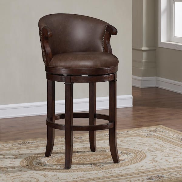 American Woodcrafters Mirelle 30 in. Dark Cherry Cushioned Swivel Bar Stool